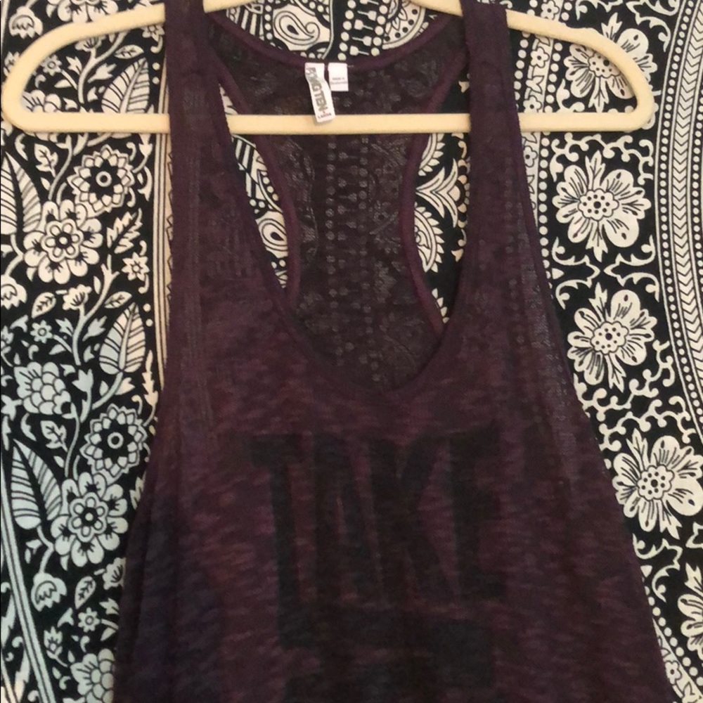 HANG TEN PURPLE BLACK MESH GRAPHIC TANK